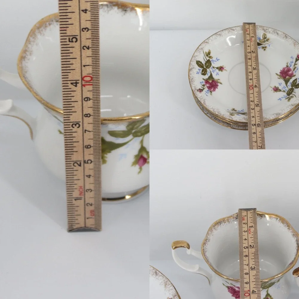 Vintage Chodziez Floral Rose Teacup & Saucer Set Gold Trim Pink Flowers Romantic